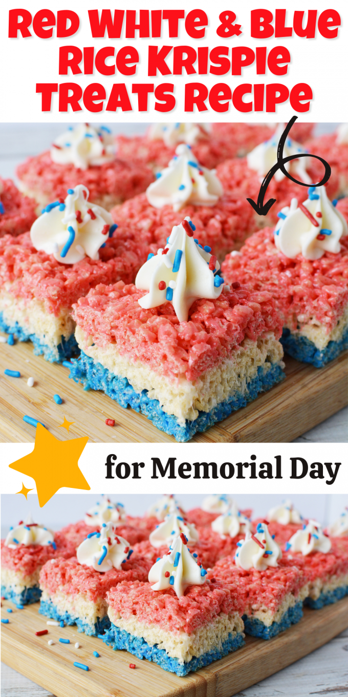 Red White and Blue Rice Krispie Treats Recipe - The Rebel Chick