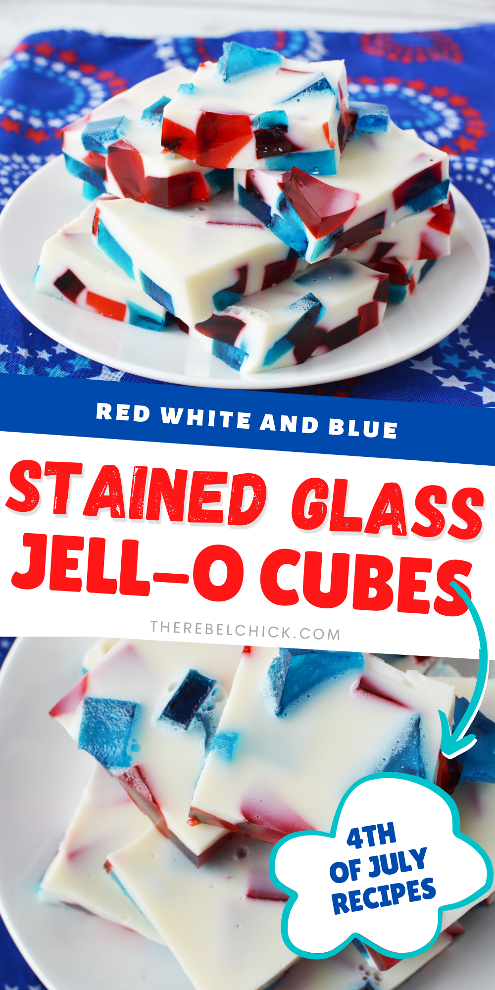 Red, White and Blue Stained Glass JELL-O Recipe for 4th of July
