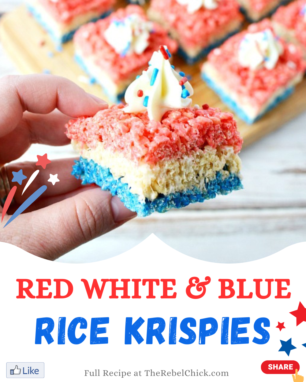 red white and blue rice krispie treats - The Rebel Chick