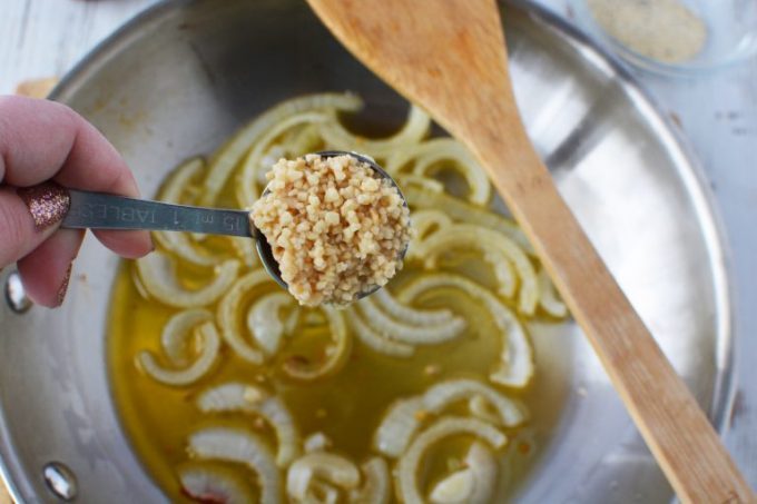 minced garlic in a tablespoon