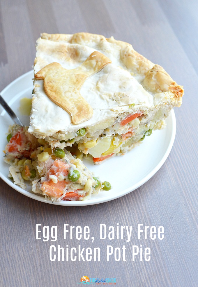 a flaky pastry crust of a chicken pot pie filled with veggies
