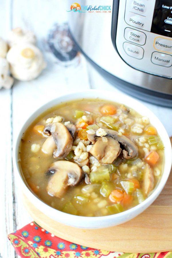 Instant Pot Mushroom Barley Soup - The Rebel Chick
