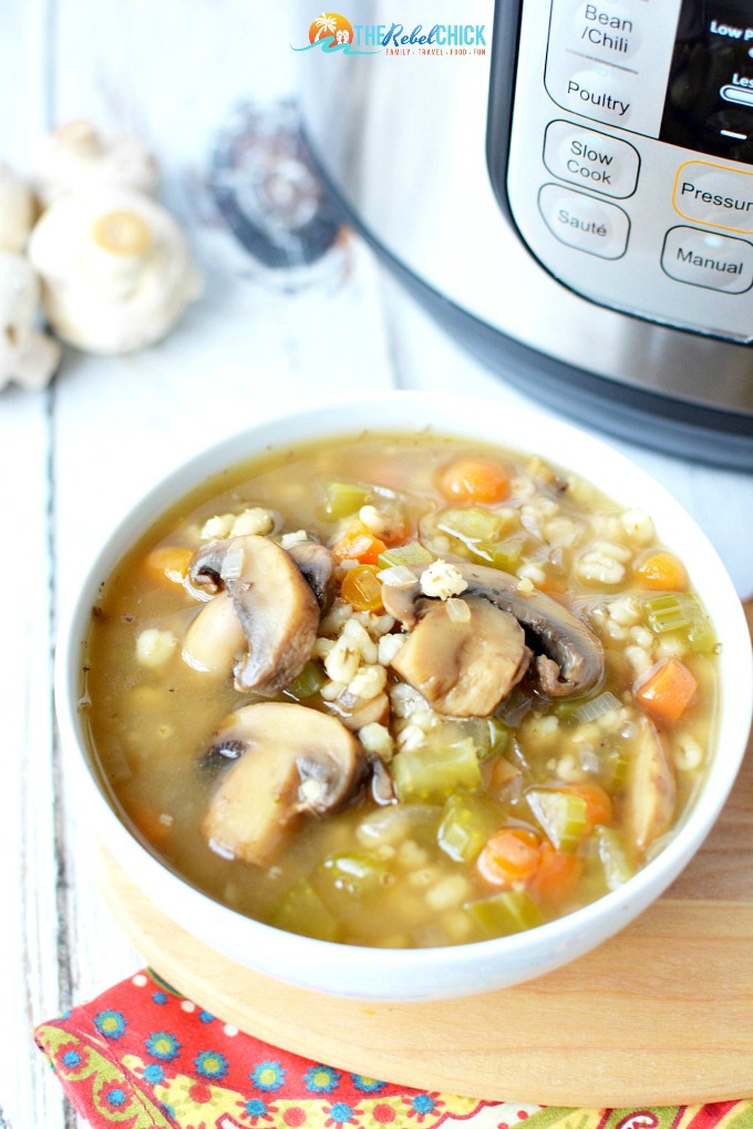 Instant Pot Mushroom Barley Soup - The Rebel Chick
