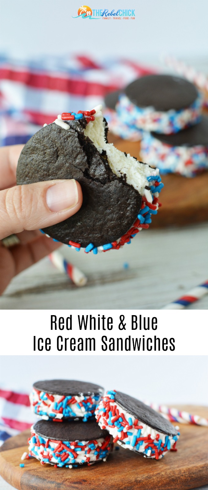 Red White & Blue Ice Cream Sandwiches Recipe for 4th of July