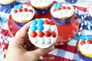 Red White & Blue M&Ms Flag Cupcakes Recipe