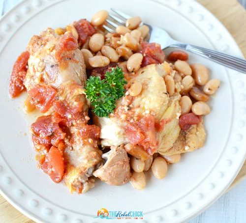 Slow Cooker Garlic Chicken with Beans Recipe