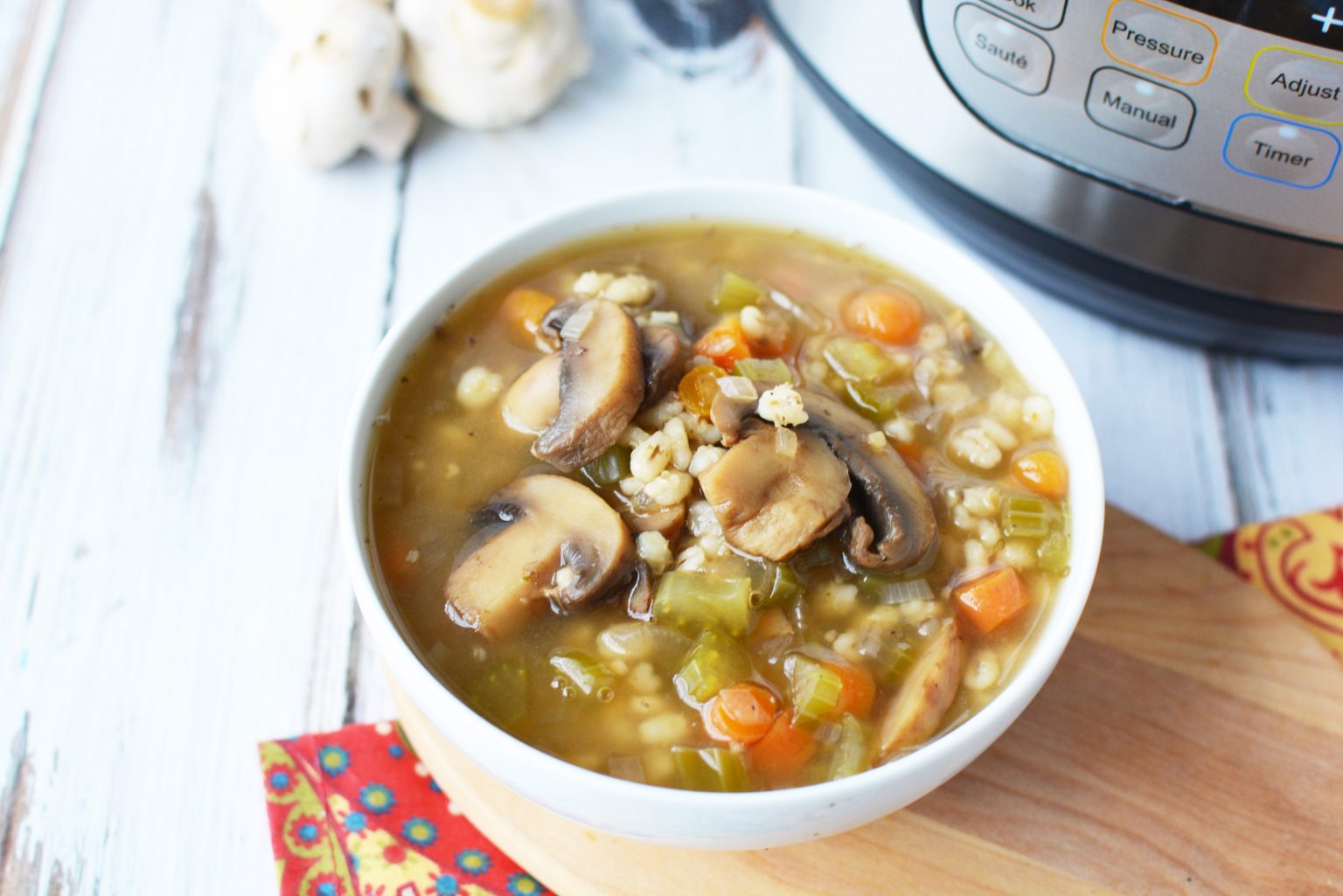 Instant Pot Mushroom Barley Soup - The Rebel Chick