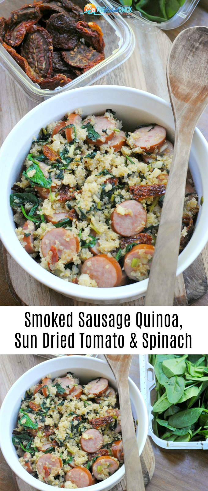 Smoked Sausage Quinoa, Sun dried Tomato & Spinach Recipe