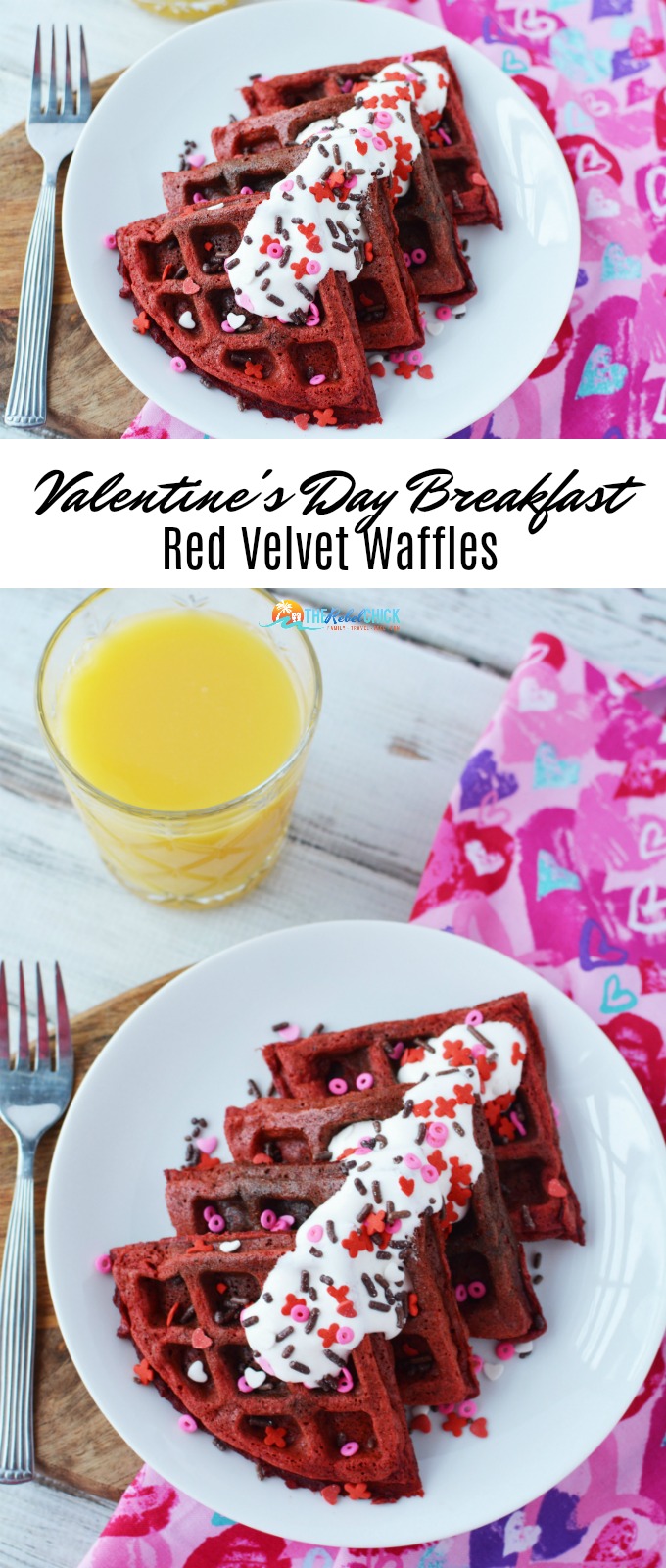 Valentine's Day Breakfast Red Velvet Waffles Recipe