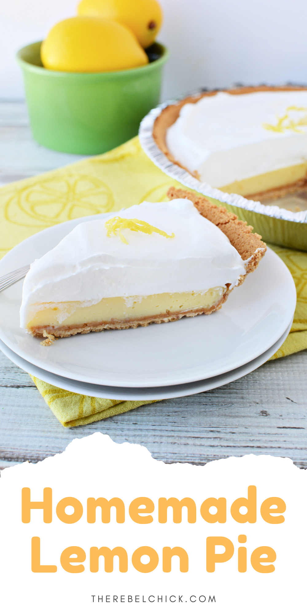 Here is a super simple and tasty Easy Homemade Lemon Pie Recipe. I swear anyone can make this! It has very few ingredients and you use a pre-made crust so it's even easier!
