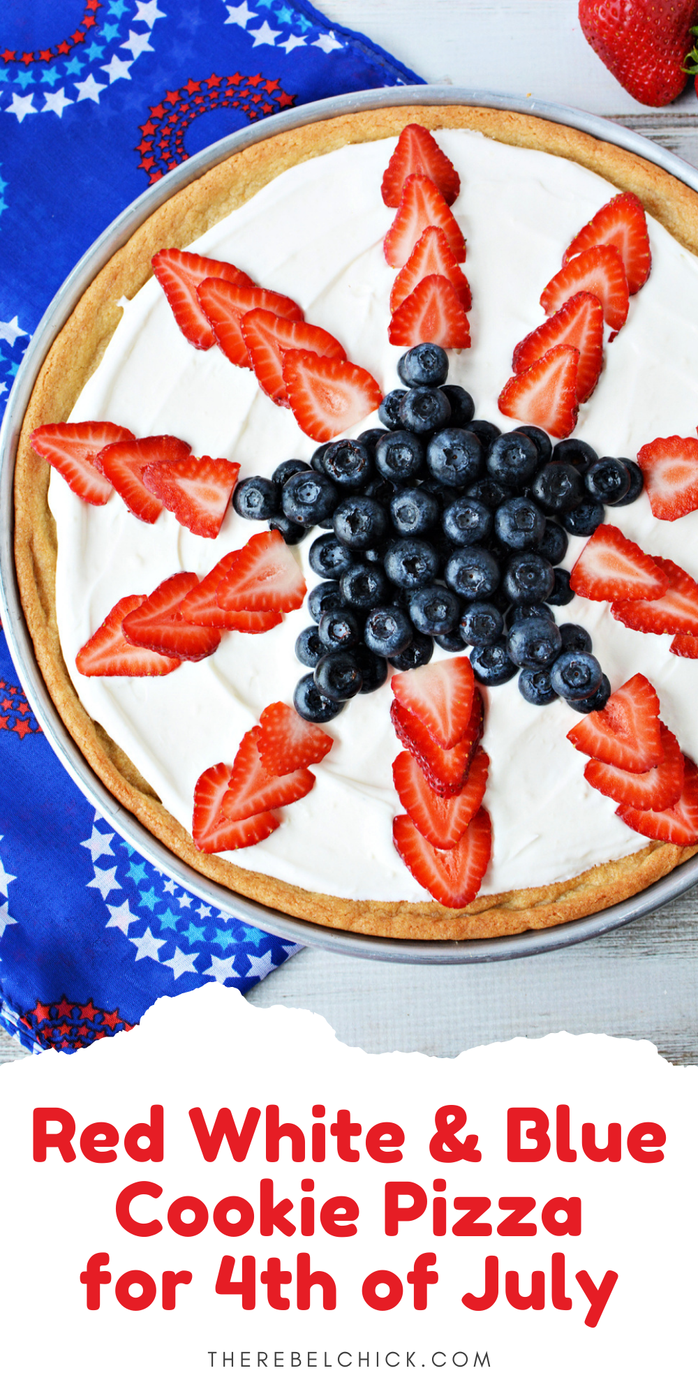 Red White and Blue Cookie Pizza for Memorial Day and 4th of July