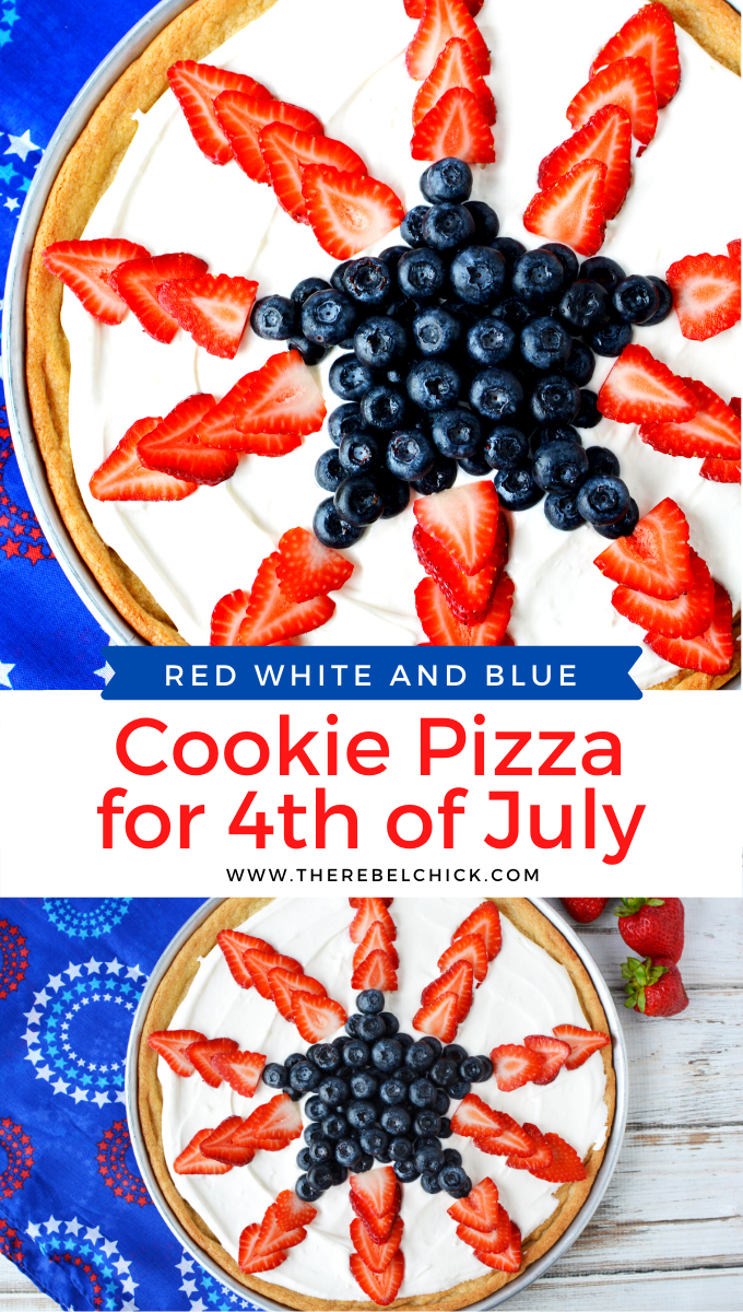 Red White and Blue Cookie Pizza for 4th of July
