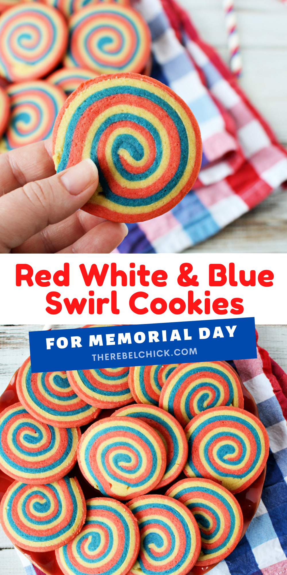 Red White and Blue Swirl Cookies Recipe for 4th of July