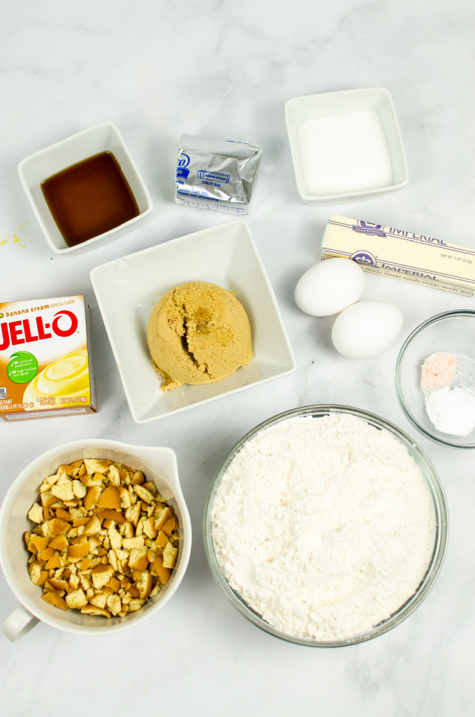 ingredients needed to make Banana Pudding Cookies