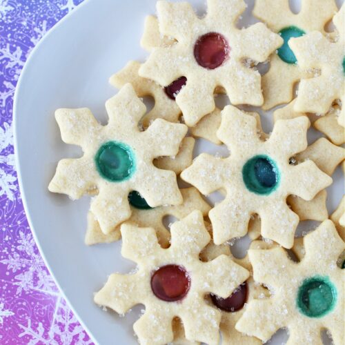 Christmas Snowflake Stained Glass Cookies