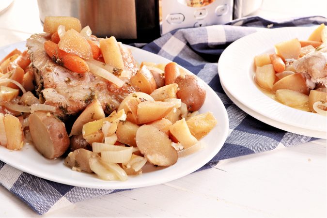 Slow Cooker Apple Pork Roast with Potatoes Recipe #SlowCookerSunday