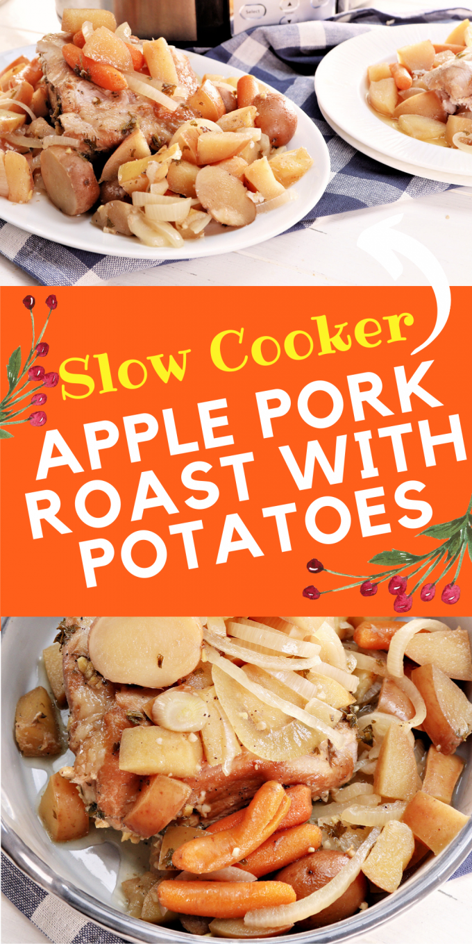 Slow Cooker Pork Roast with Apples Potatoes- The Rebel Chick