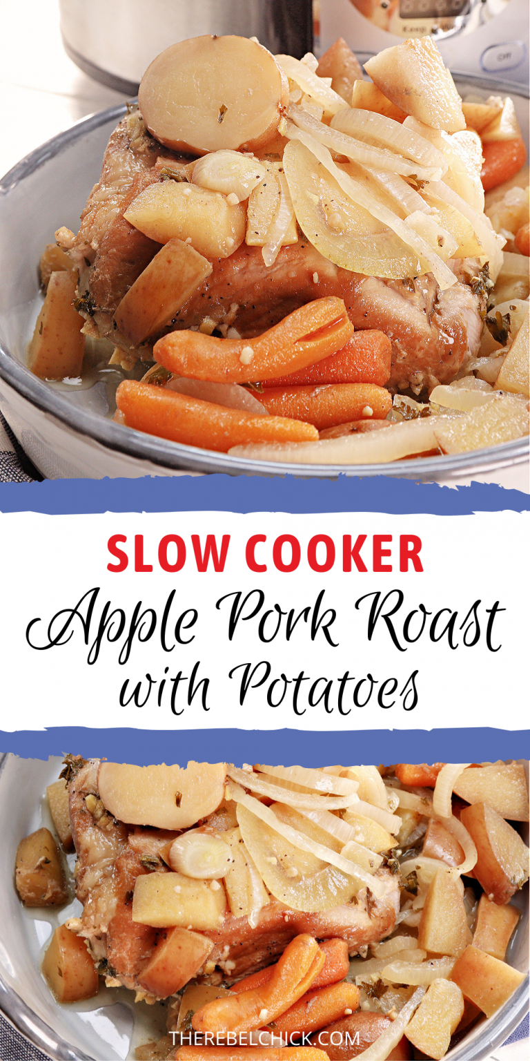 Slow Cooker Pork Roast with Apples Potatoes- The Rebel Chick