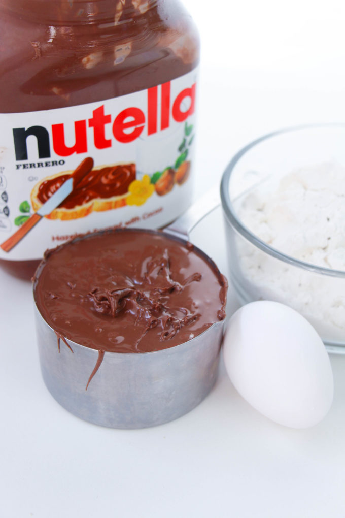 jar of nutella, egg, and flour