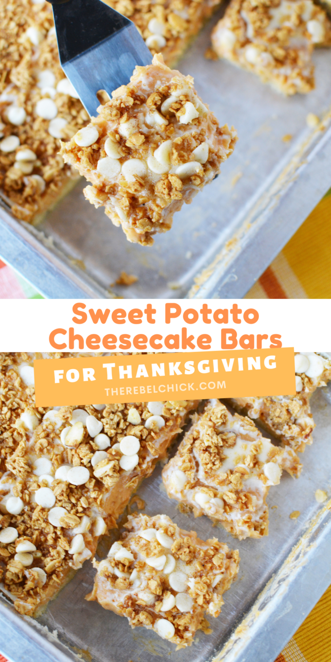 Thanksgiving sweet potato cheesecake bars