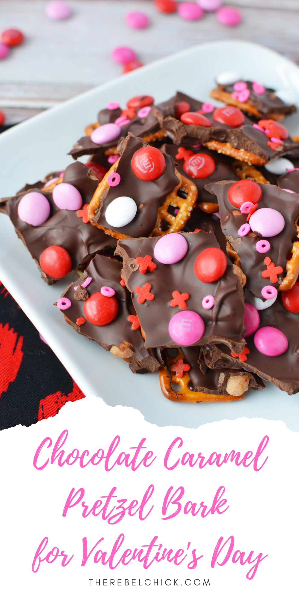 Chocolate Caramel Pretzel Bark Recipe for Valentine's Day