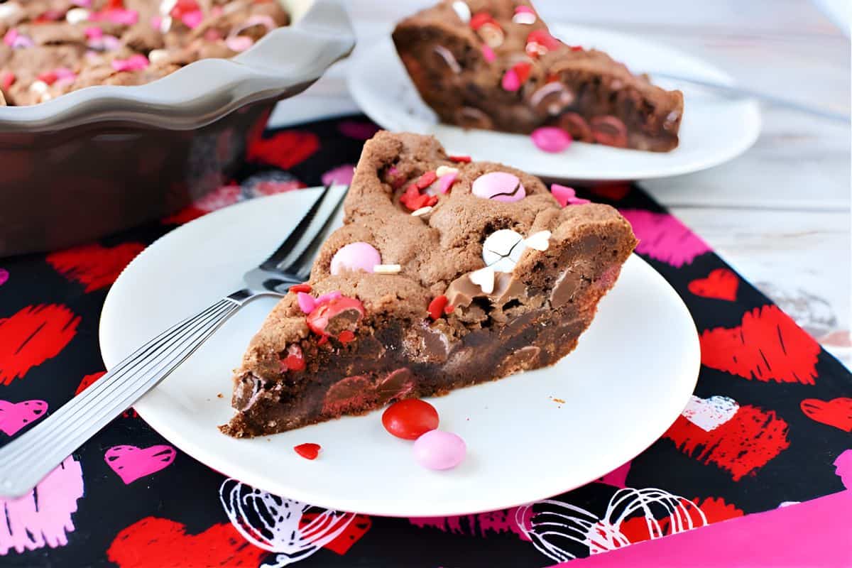 Valentine Double Chocolate Cookie Pie on a plate