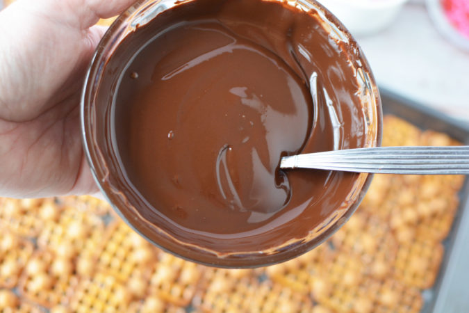 Chocolate Caramel Pretzel Bark Recipe for Valentine's Day