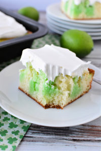 Lime Jello Poke Cake Recipe for St Patrick's Day