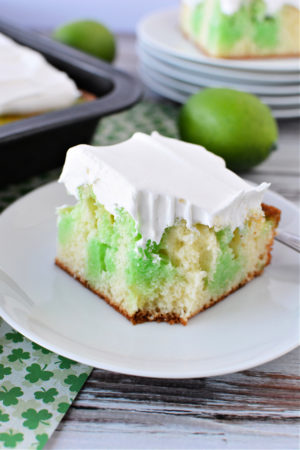 Lime Jello Poke Cake Recipe for St Patrick's Day