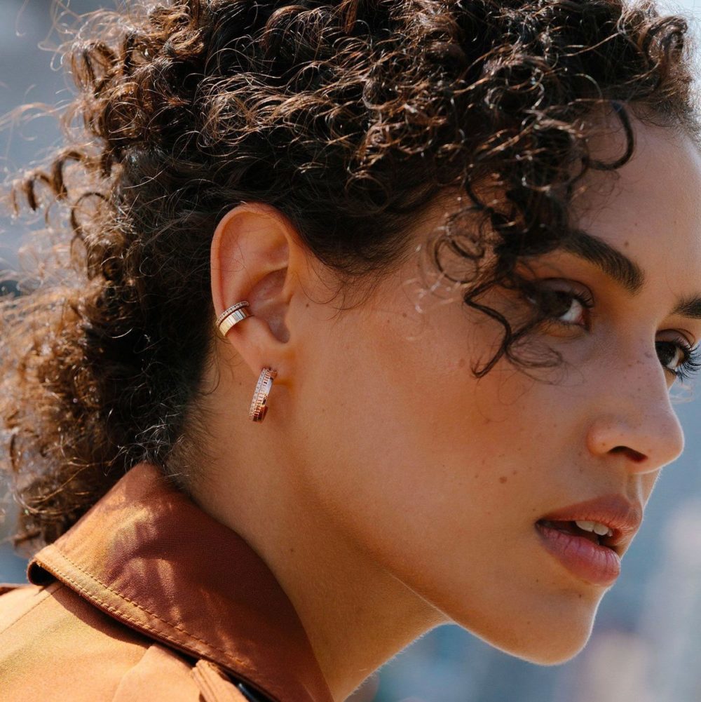woman with hoop earrings