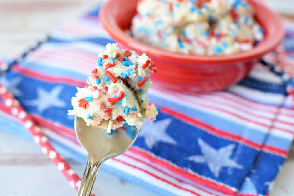 A spoonful of Patriotic Edible Cookie Dough Recipe