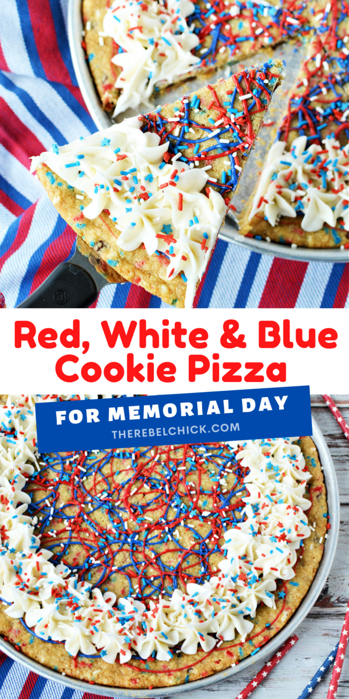 Patriotic Red, White & Blue Cookie Pizza Recipe - The Rebel Chick