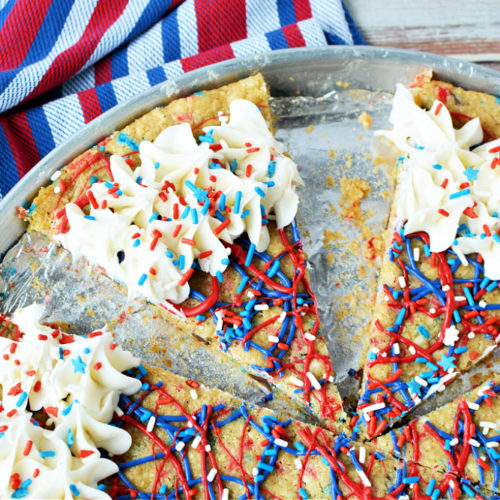 Red, White and Blue Cookie Pizza