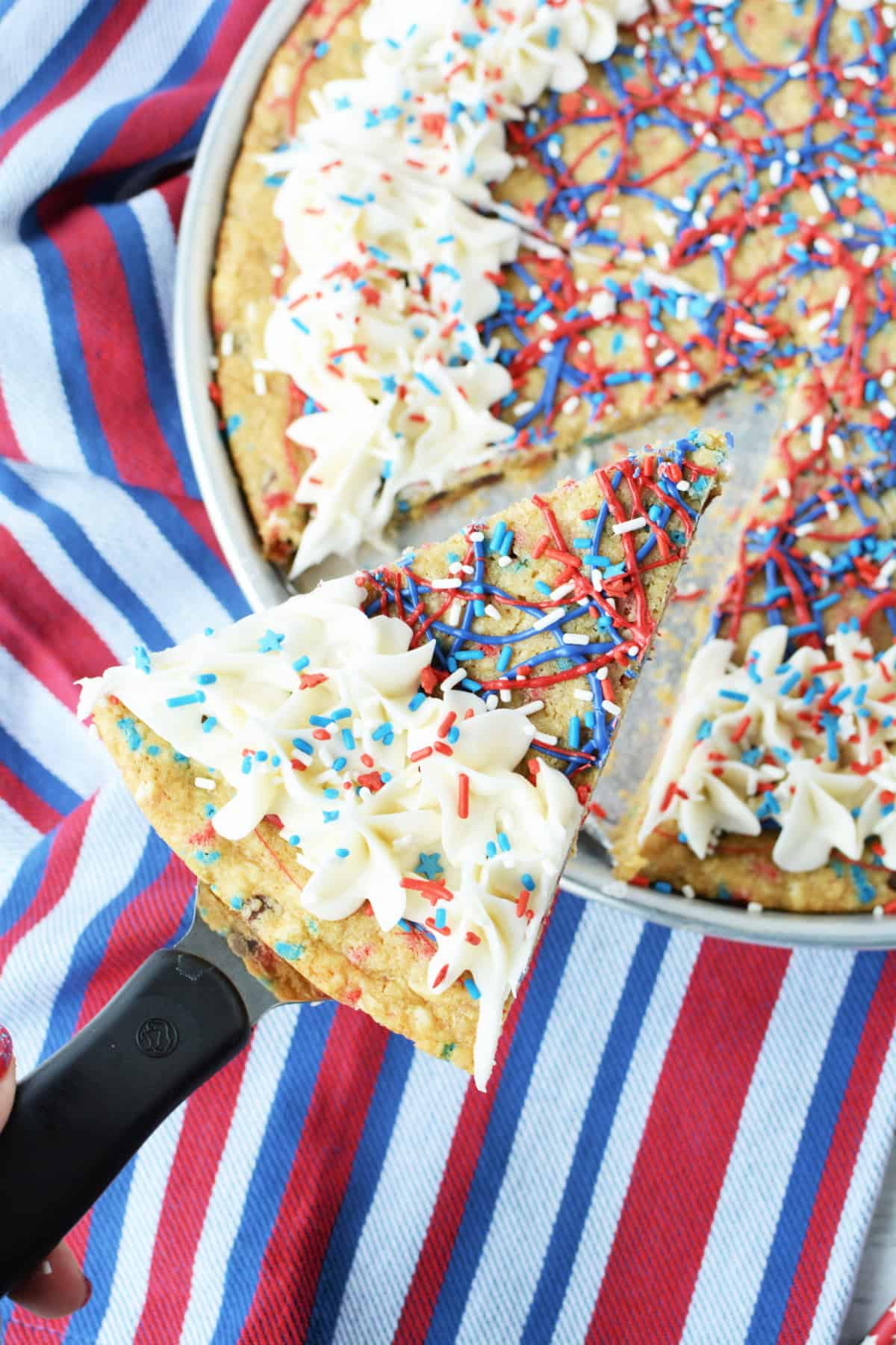 Red, White and Blue Patriotic Cookie Pizza