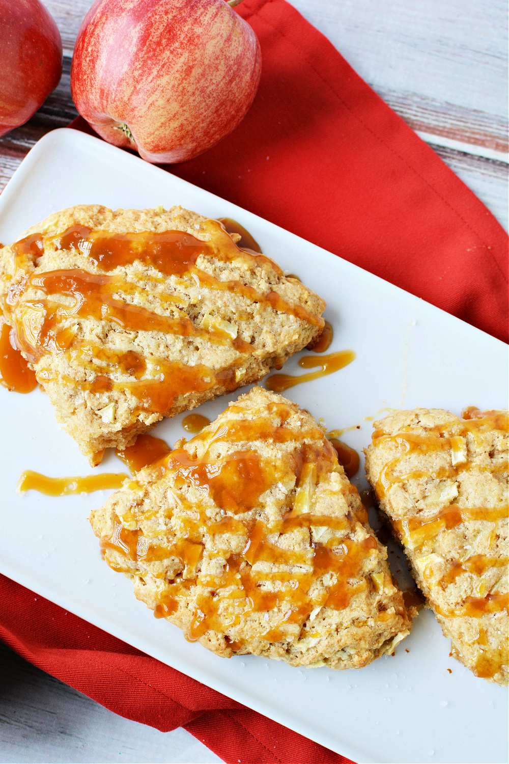 Apple Scones drizzled with caramel