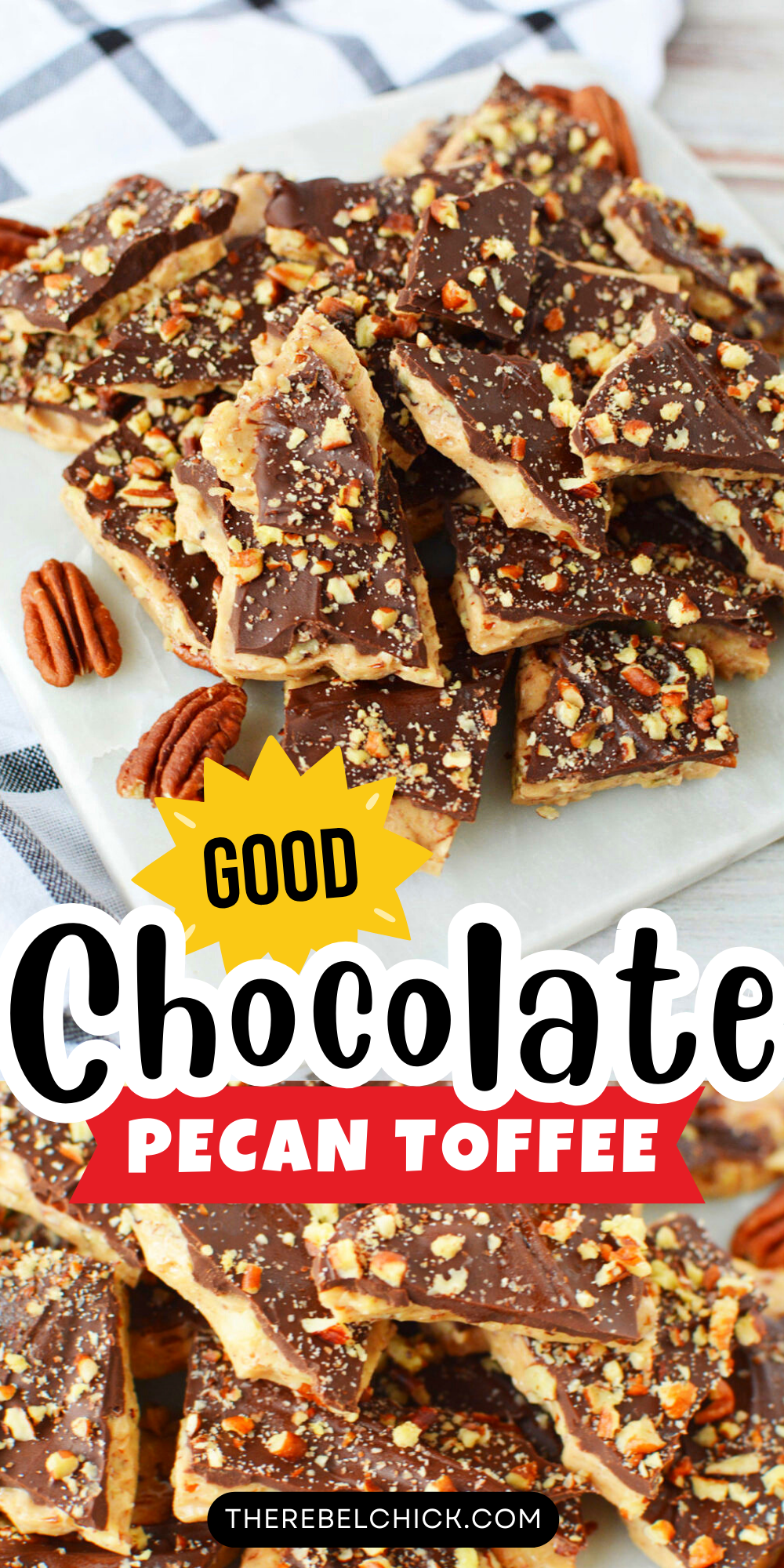 Chocolate Pecan Toffee on a platter