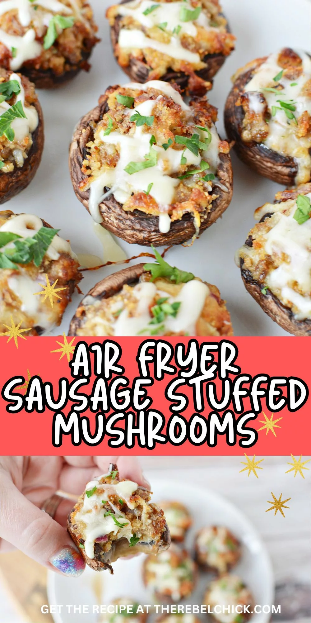 Sausage Stuffed Mushrooms in Air Fryer Recipe