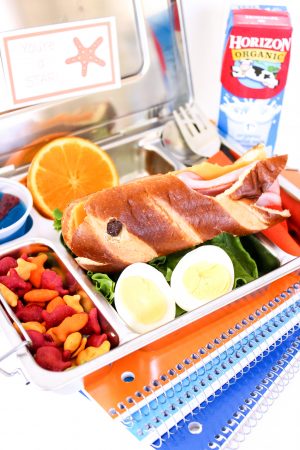 How To Make A Beach Theme Kids Ham & Cheese Bento Box Lunch - The Rebel ...