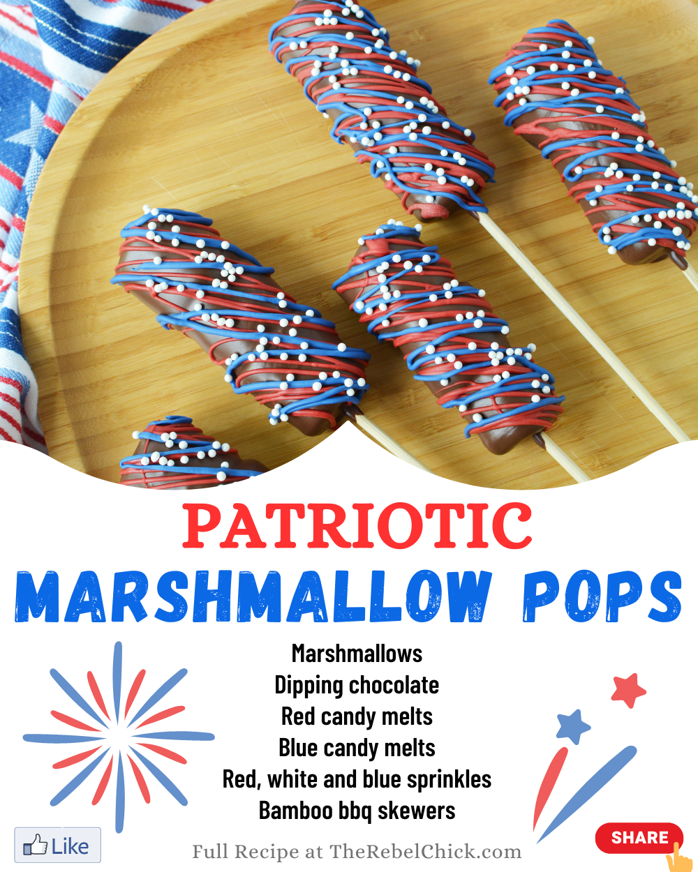 Red, White & Blue Marshmallow Pops