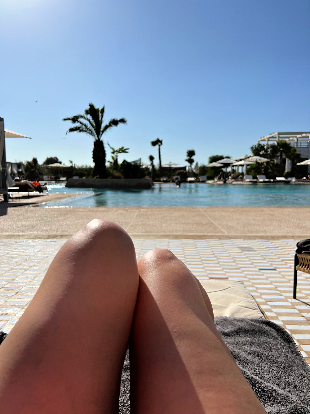 Sunbathing at the pool in Morocco