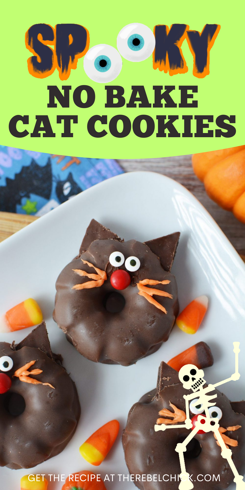 No Bake Halloween Cat Cookies