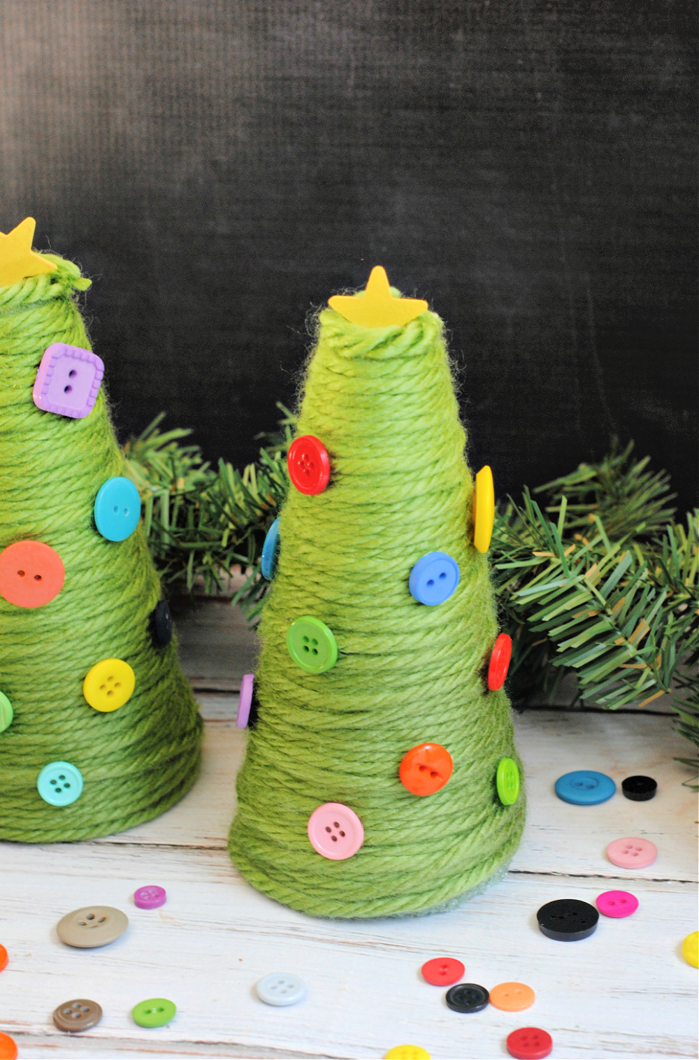 Kids Yarn Christmas Tree Craft DIY