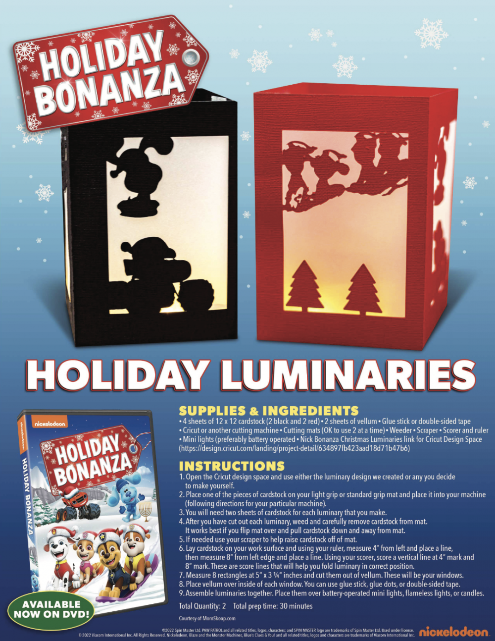 Holiday Luminaries DIY inspired by Nick Jr Holiday Bonanza DVD!