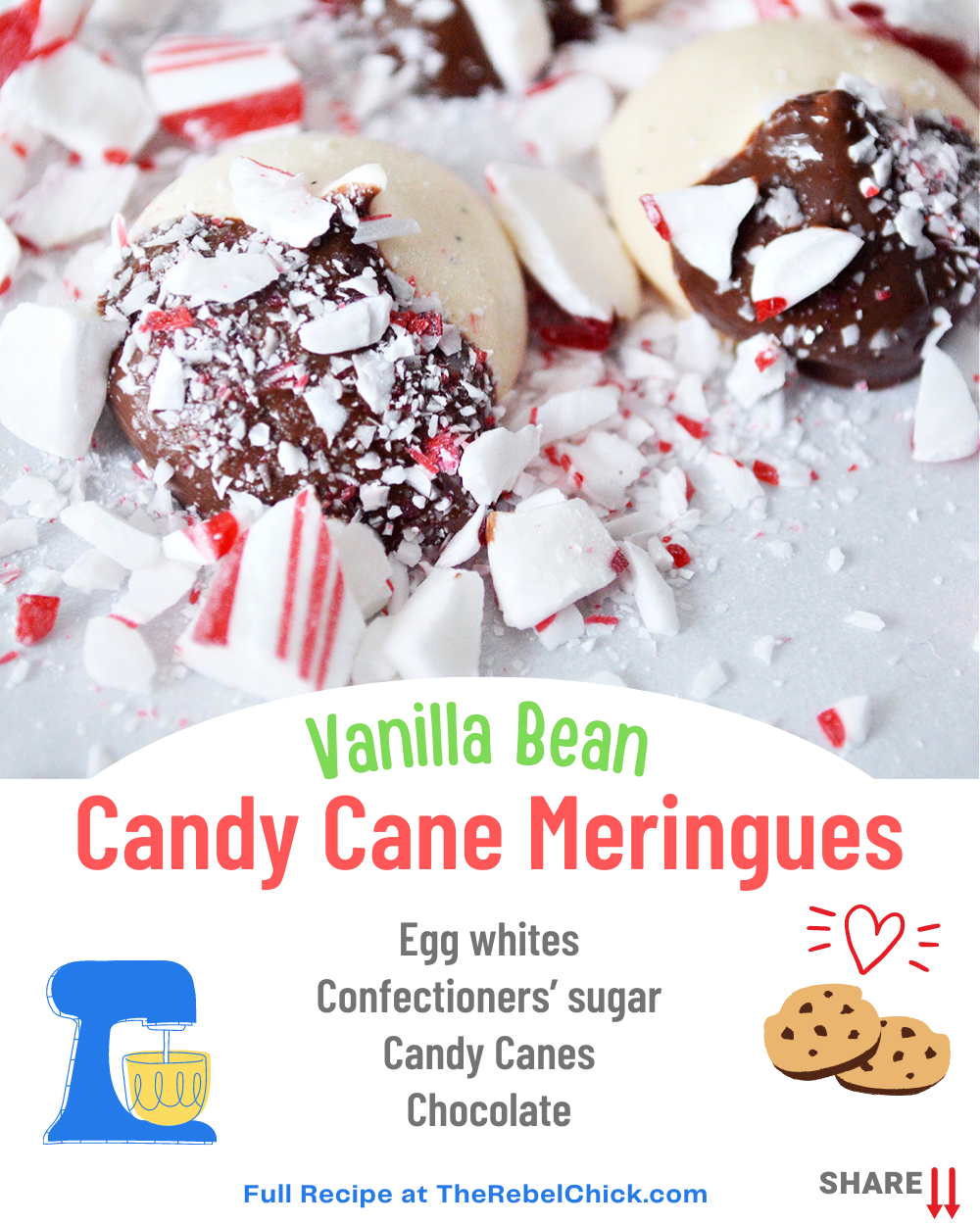 Vanilla Bean Candy Cane Meringues Recipe The Rebel Chick
