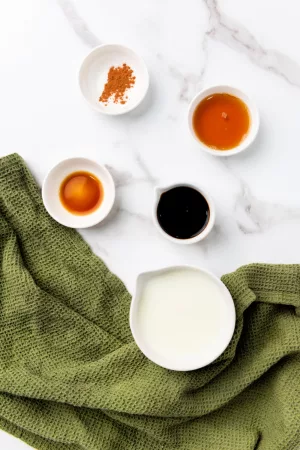 Ingredients for Valentine Latte Ideas: A Maple Cinnamon Latte Recipe: milk, coffee, vanilla extract