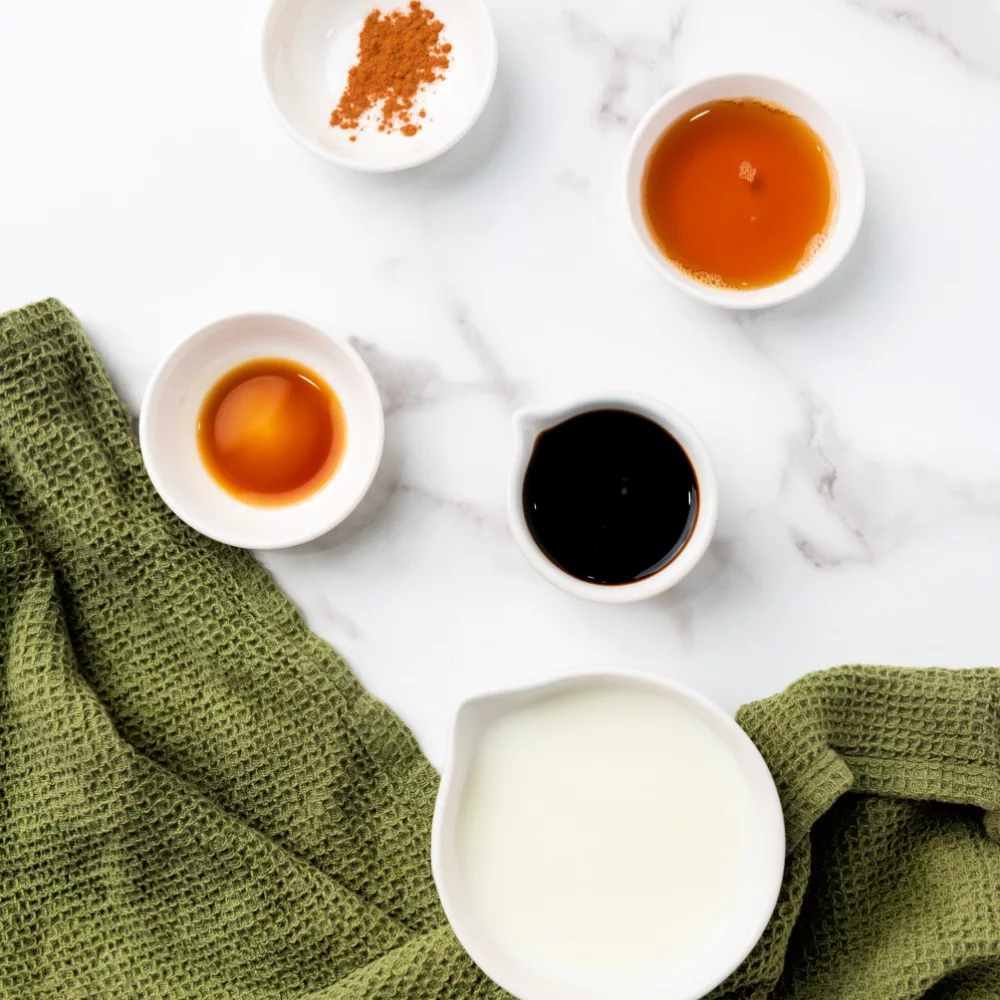 Ingredients for Valentine Latte Ideas: A Maple Cinnamon Latte Recipe: milk, coffee, vanilla extract