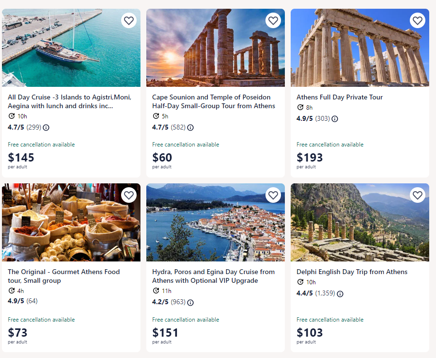 list of things to do in Athens from TripAdvisor