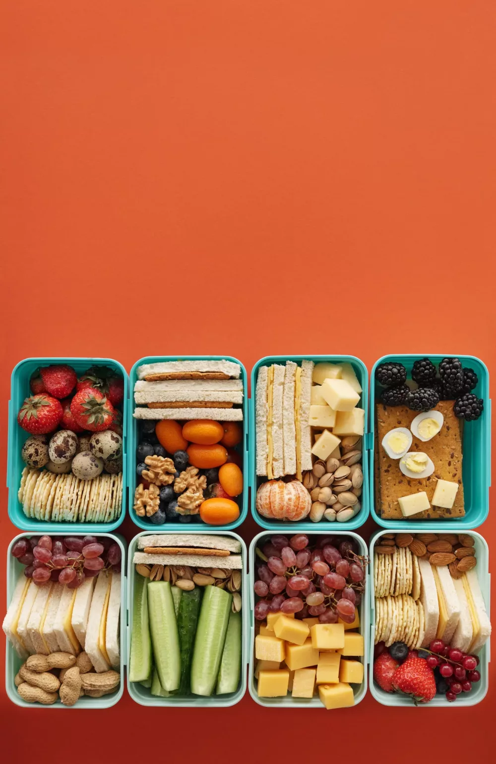meal prep bento boxes full of healthy snacks