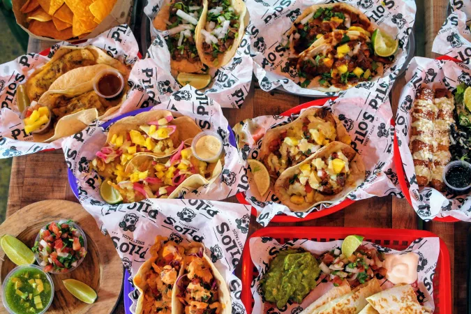 An arrangement of tacos