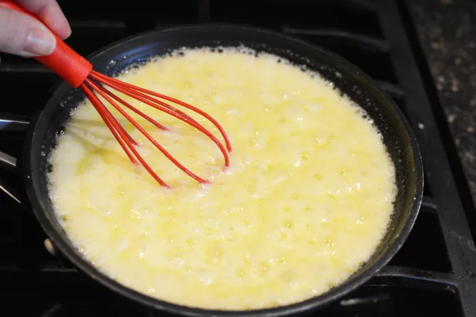 butter melted in a pan